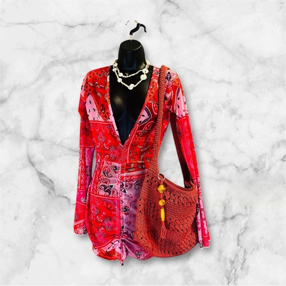 Patchwork Mesh Bodycon Dress | Size S - Picture 1 of 5